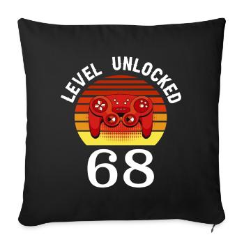Niveau 68 débloqué 68 Anniversaire 68 ans - Housse de coussin décorative 45 x 45 cm - noir - Devant