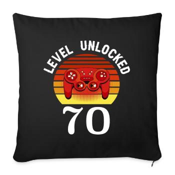 Level 70 unlocked 70 Birthday 70 years old - Sofa pillowcase 17,3'' x 17,3'' (45 x 45 cm) - black - Front