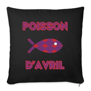 FISH. SARDINE. APRIL FOOL - Sofa pillowcase 17,3'' x 17,3'' (45 x 45 cm) - black - Front