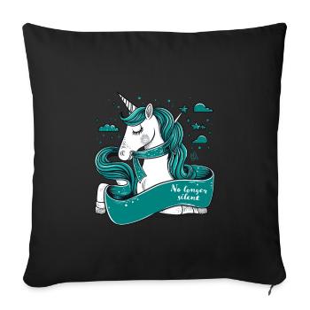 Plus de silence, licorne, agression sexuelle Awarenes - Housse de coussin décorative 45 x 45 cm - noir - Devant