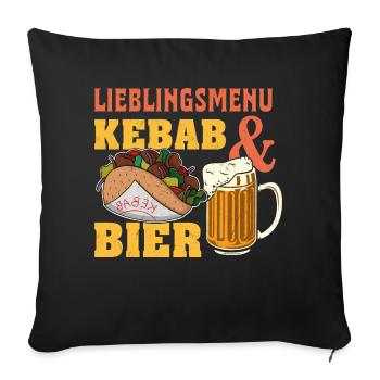 Favourite menu Kebab and beer Street food kebab - Sofa pillowcase 17,3'' x 17,3'' (45 x 45 cm) - black - Front