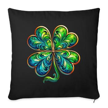 Trèfle à quatre feuilles - Housse de coussin décorative 45 x 45 cm - noir - Devant