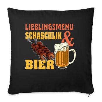 Favorite menu: Shashlik and beer, Russians, Dad - Sofa pillowcase 17,3'' x 17,3'' (45 x 45 cm) - black - Front