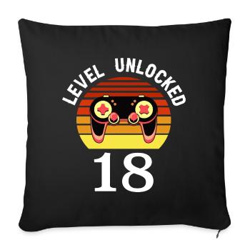 Level 18 unlocked 18 Birthday 18 years old - Sofa pillowcase 17,3'' x 17,3'' (45 x 45 cm) - black - Front