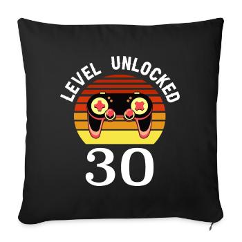 Niveau 30 débloqué 30 Anniversaire 30 ans - Housse de coussin décorative 45 x 45 cm - noir - Devant