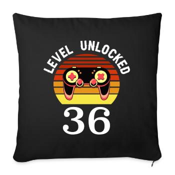 Level 36 unlocked 36 Birthday 36 years old - Sofa pillowcase 17,3'' x 17,3'' (45 x 45 cm) - black - Front