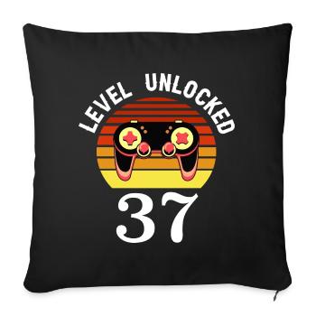 Level 37 unlocked 37 Birthday 37 years old - Sofa pillowcase 17,3'' x 17,3'' (45 x 45 cm) - black - Front