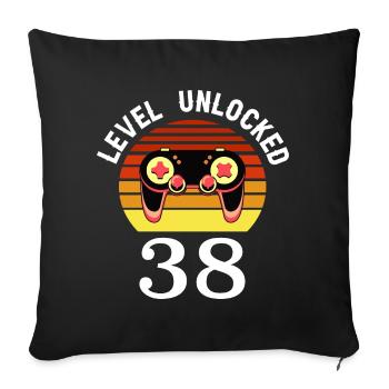 Level 38 unlocked 38 Birthday 38 years old - Sofa pillowcase 17,3'' x 17,3'' (45 x 45 cm) - black - Front
