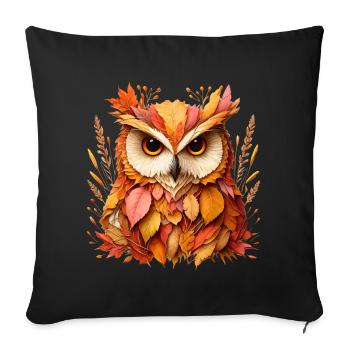 beau hibou, conçu à partir de différentes feuilles - Housse de coussin décorative 45 x 45 cm - noir - Devant