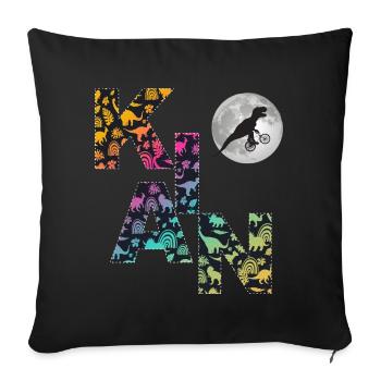 KIAN - Beau prénom de garçon avec dinosaure - Housse de coussin décorative 45 x 45 cm - noir - Devant