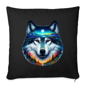 Wolf - Sofakissenbezug 45 x 45 cm - Schwarz - Vorne