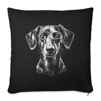 Teckel Portrait miniature Teckel chien chien - Housse de coussin décorative 45 x 45 cm - noir - Devant
