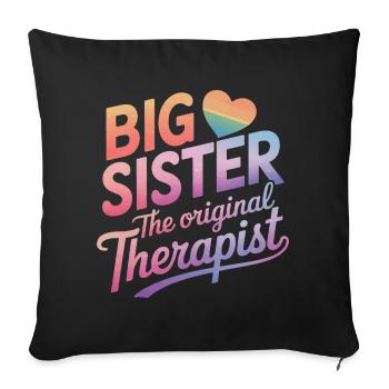 Sœur, Frère ou sœur, Famille - Housse de coussin décorative 45 x 45 cm - noir - Devant