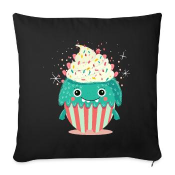 Cute Cupcake Monster – Cute and Playful - Sofa pillowcase 17,3'' x 17,3'' (45 x 45 cm) - black - Front