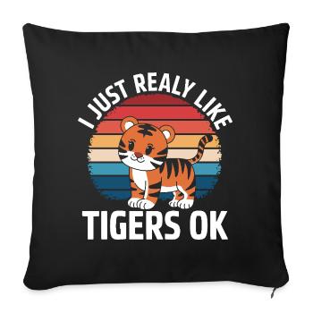 Tiger Animal Zoo Wild Animal - Sofa pillowcase 17,3'' x 17,3'' (45 x 45 cm) - black - Front