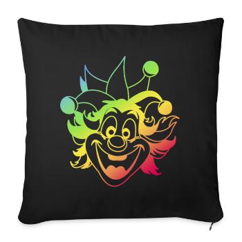 Rainbow Jester Smile Clown Kasper Fasching - Sofakissenbezug 45 x 45 cm - Schwarz - Vorne