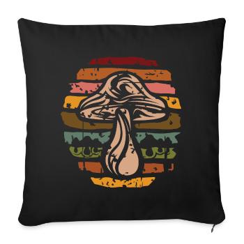 Champignon rétro Nature - Icône de cueillette de champignons - Housse de coussin décorative 45 x 45 cm - noir - Devant
