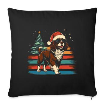 Chapeau de Noël Cavalier King Charles Spaniel - Housse de coussin décorative 45 x 45 cm - noir - Devant
