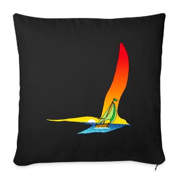 Le voyage de l'oiseau et du bateau - Housse de coussin décorative 45 x 45 cm - noir - Devant