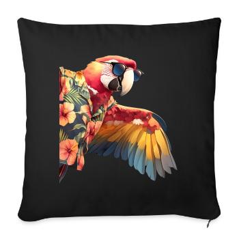 Lustige Ara Papagei Hawaii Sonnenbrille Peeking - Sofakissenbezug 45 x 45 cm - Schwarz - Vorne