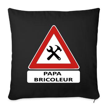 Papa bricoleur - Housse de coussin décorative 45 x 45 cm - noir - Devant