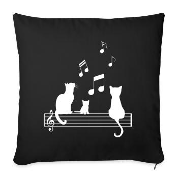 T Shirt Katze Lustige Notiz Musik Noten - Sofakissenbezug 45 x 45 cm - Schwarz - Vorne