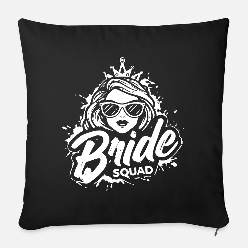 Braut „Bride Squad“-Logo im modernen Grunge-Style - Sofakissenbezug 45 x 45 cm - Schwarz