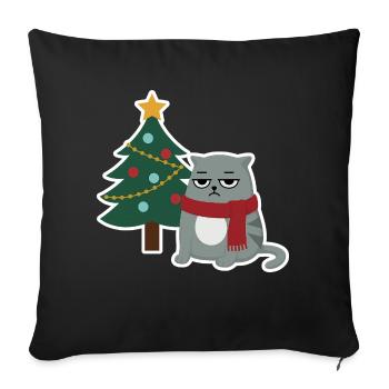 Cat Grumpy Christmas - Sofakissenbezug 45 x 45 cm - Schwarz - Vorne