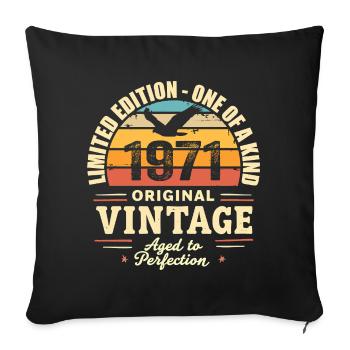 Cadeau Anniversaire 1971 Millésime 1971 Rétro 1971 - Housse de coussin décorative 45 x 45 cm - noir - Devant