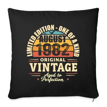 Août 1982 Anniversaire Août 1982 - August 1982 - Housse de coussin décorative 45 x 45 cm - noir - Devant