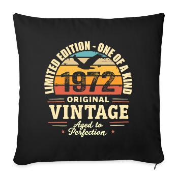 Cadeau Anniversaire 1972 Millésime 1972 Rétro 1972 - Housse de coussin décorative 45 x 45 cm - noir - Devant