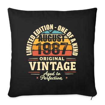 Août 1987 Anniversaire Août 1987 - August 1987 - Housse de coussin décorative 45 x 45 cm - noir - Devant