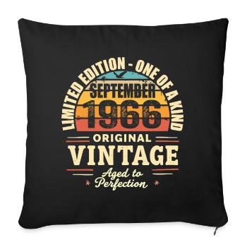 September 1966 Gift 1966 Vintage September 1966 - Sofa pillowcase 17,3'' x 17,3'' (45 x 45 cm) - black - Front