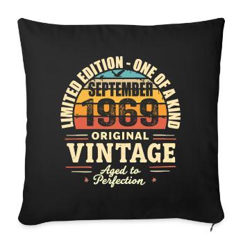 September 1969 Gift 1969 Vintage September 1969 - Sofa pillowcase 17,3'' x 17,3'' (45 x 45 cm) - black - Front
