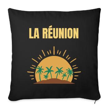 Reunion Island Sun and Palm Trees T-shirt - Sofa pillowcase 17,3'' x 17,3'' (45 x 45 cm) - black - Front
