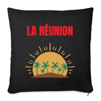 Reunion Island Sun and Palm Trees T-shirt - Sofa pillowcase 17,3'' x 17,3'' (45 x 45 cm) - black - Front