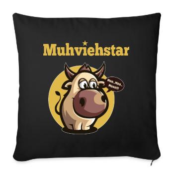 Muhviehstar vache héroïne - Housse de coussin décorative 45 x 45 cm - noir - Devant