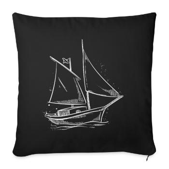 Minimalist Sailboat Sailing Sea Sailor - Sofa pillowcase 17,3'' x 17,3'' (45 x 45 cm) - black - Front