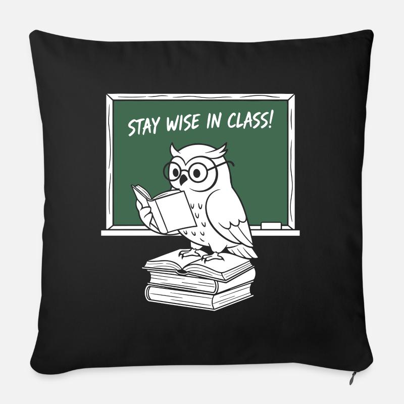 Weise Eule Lesen im Unterricht - Sofakissenbezug 45 x 45 cm - Schwarz