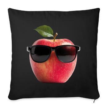 Apfel mit Sonnenbrille - Sofakissenbezug 45 x 45 cm - Schwarz - Vorne