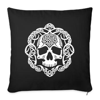 Nœud du Crâne Celtique - Housse de coussin décorative 45 x 45 cm - noir - Devant