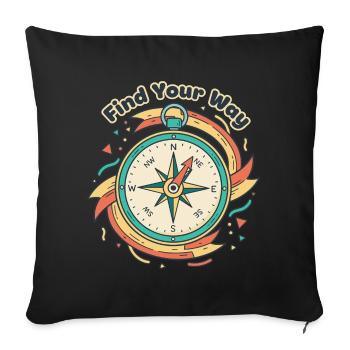 Find Your Way Compass - Sofa pillowcase 17,3'' x 17,3'' (45 x 45 cm) - black - Front