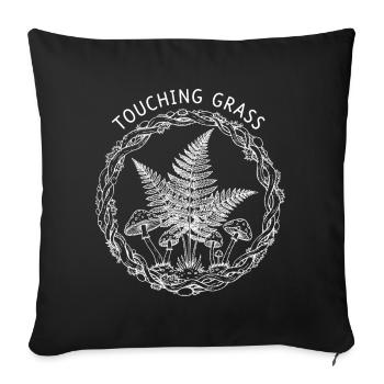 Touching Grass Natural Mushrooms - Sofa pillowcase 17,3'' x 17,3'' (45 x 45 cm) - black - Front