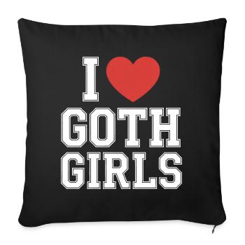 J’aime les filles gothiques - Housse de coussin décorative 45 x 45 cm - noir - Devant