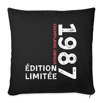 1987 vintage typographic style - Sofa pillowcase 17,3'' x 17,3'' (45 x 45 cm) - black - Front