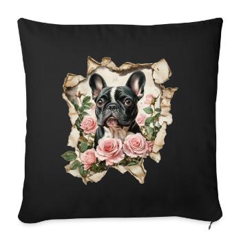 French Bulldog - Sofa pillowcase 17,3'' x 17,3'' (45 x 45 cm) - black - Front
