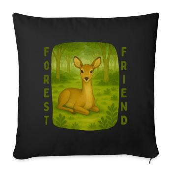 Rehe im Wald - Sofakissenbezug 45 x 45 cm - Schwarz - Vorne