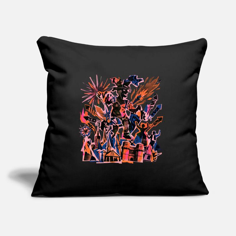 Fallas De Valencia Risographie Housse de coussin décorative 45 x 45 cm