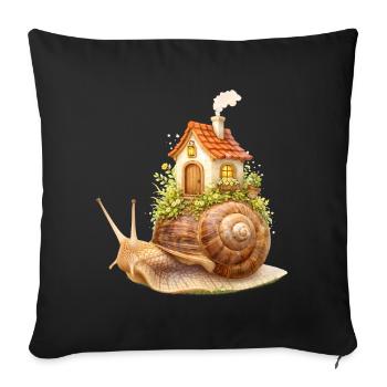 Snail with small house fantasy illustration - Sofa pillowcase 17,3'' x 17,3'' (45 x 45 cm) - black - Front