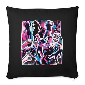 90s Retro Party - Sofa pillowcase 17,3'' x 17,3'' (45 x 45 cm) - black - Front